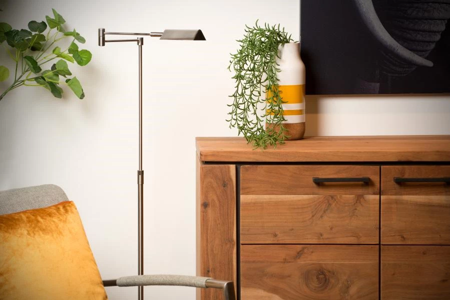 Lucide NUVOLA - Stehlampe Mit Leselampe - Ø 20 cm - LED Dim. - 1x9W 3000K - Chrom Matt - SFEER 1